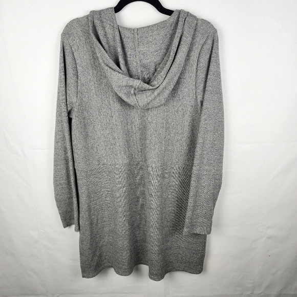 J Jill Gray Hooded Knit Tunic Sweater Size Medium - Picture 2 of 6